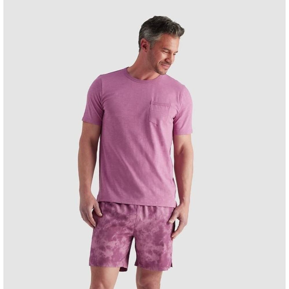 Right of Way R.O.W Men's‎ Parker Crew Short Sleeve Pocket Tee in Bordeaux Small